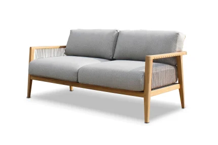 atoll teak 2 seater outdoor sofa lopi front 3 4